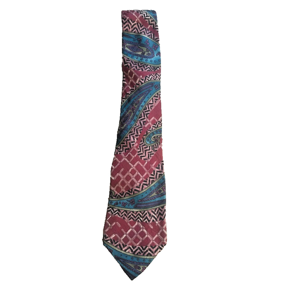 Pal Zileri Designer Italian Neck Tie Paisley Geometric Classic Length 3.5"